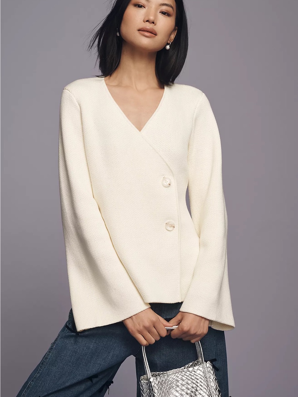 Endless Rose Ivory Wrap V-Neck Sweater